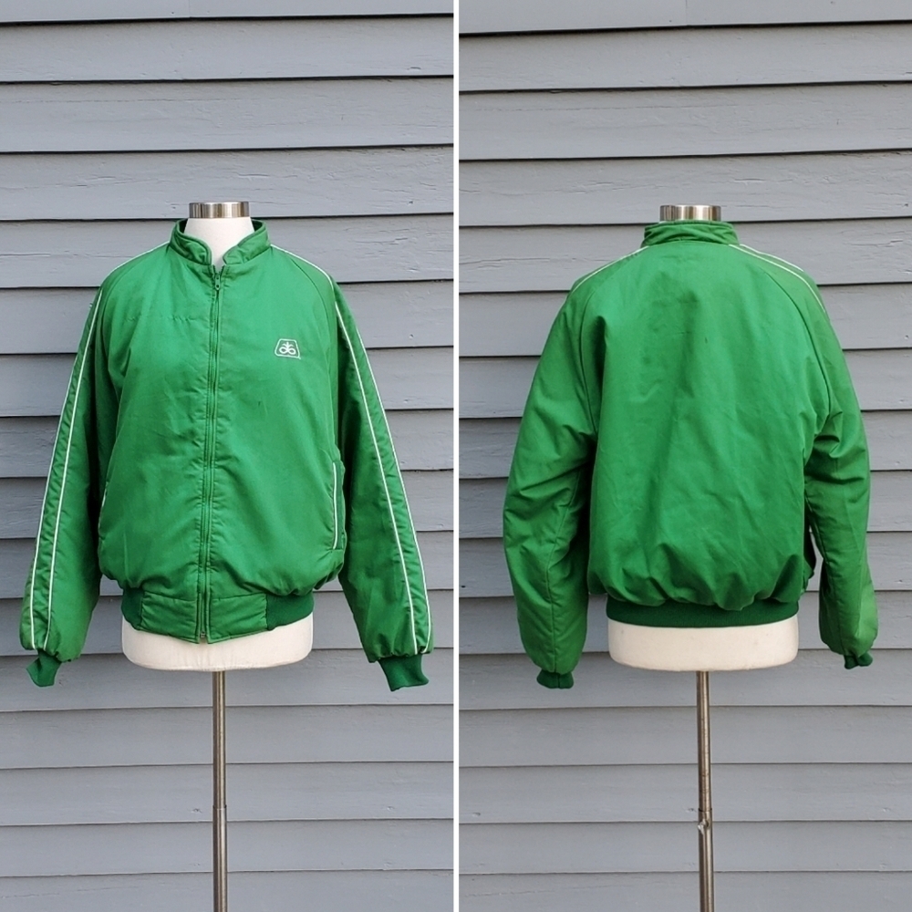 Vintage‎ 90s y2k Green Pioneer Seed Logo Polysatin Puffer Bomber Jacket Lg